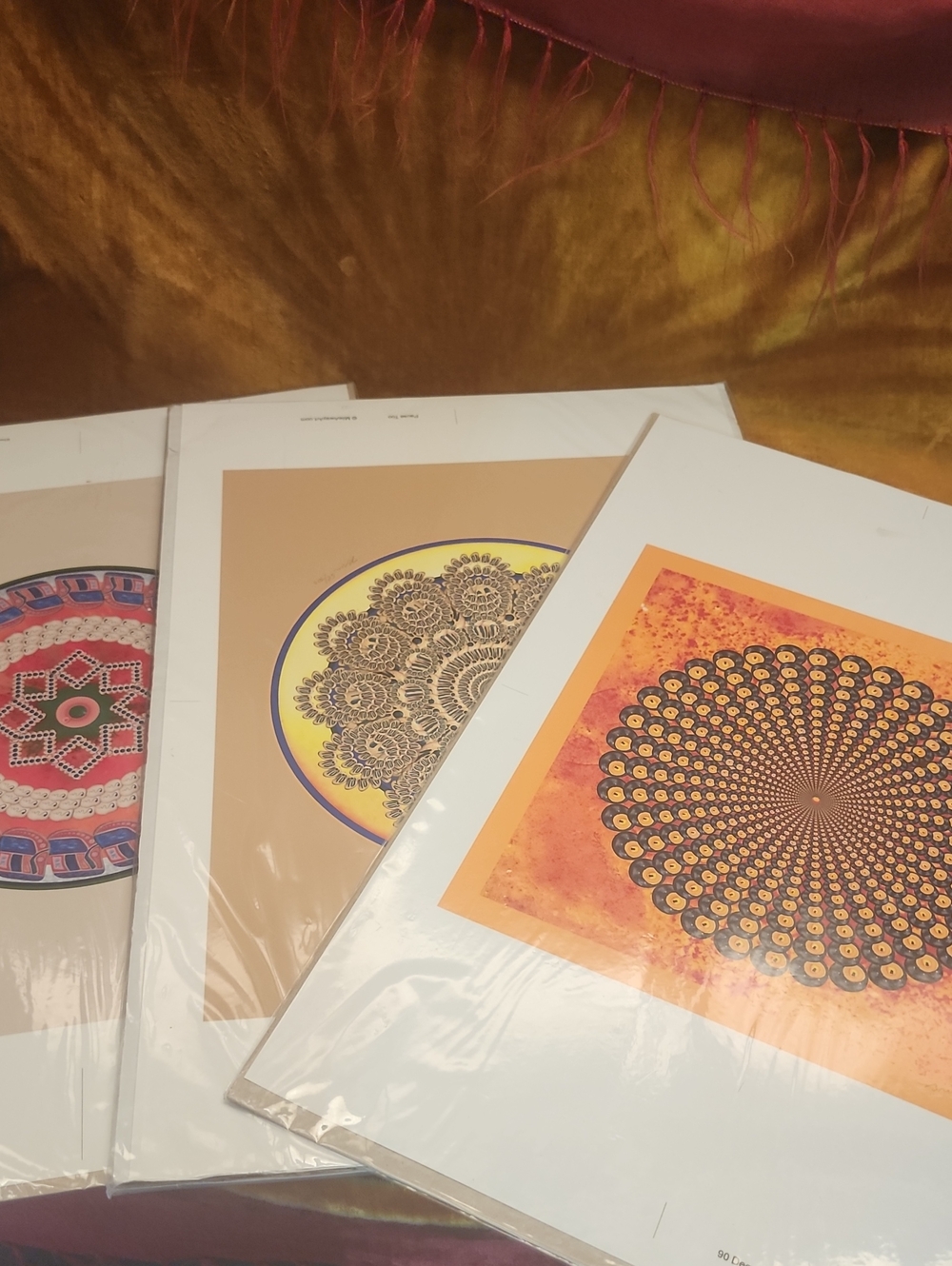 🔴 2 for $50 🔴 Home Art Mandala Wall Prints - Orange and Tan Set -Bruce Heltman